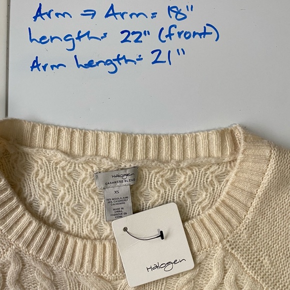 Halogen Wool Cashmere Ivory Cloud Cable Knit Sweater. Sz- XS - Picture 15 of 16